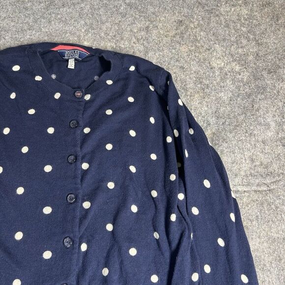 Joules Sweater Womens 4 Cardigan Button Up Navy Blue Polka Dot Cotton - Picture 2 of 8